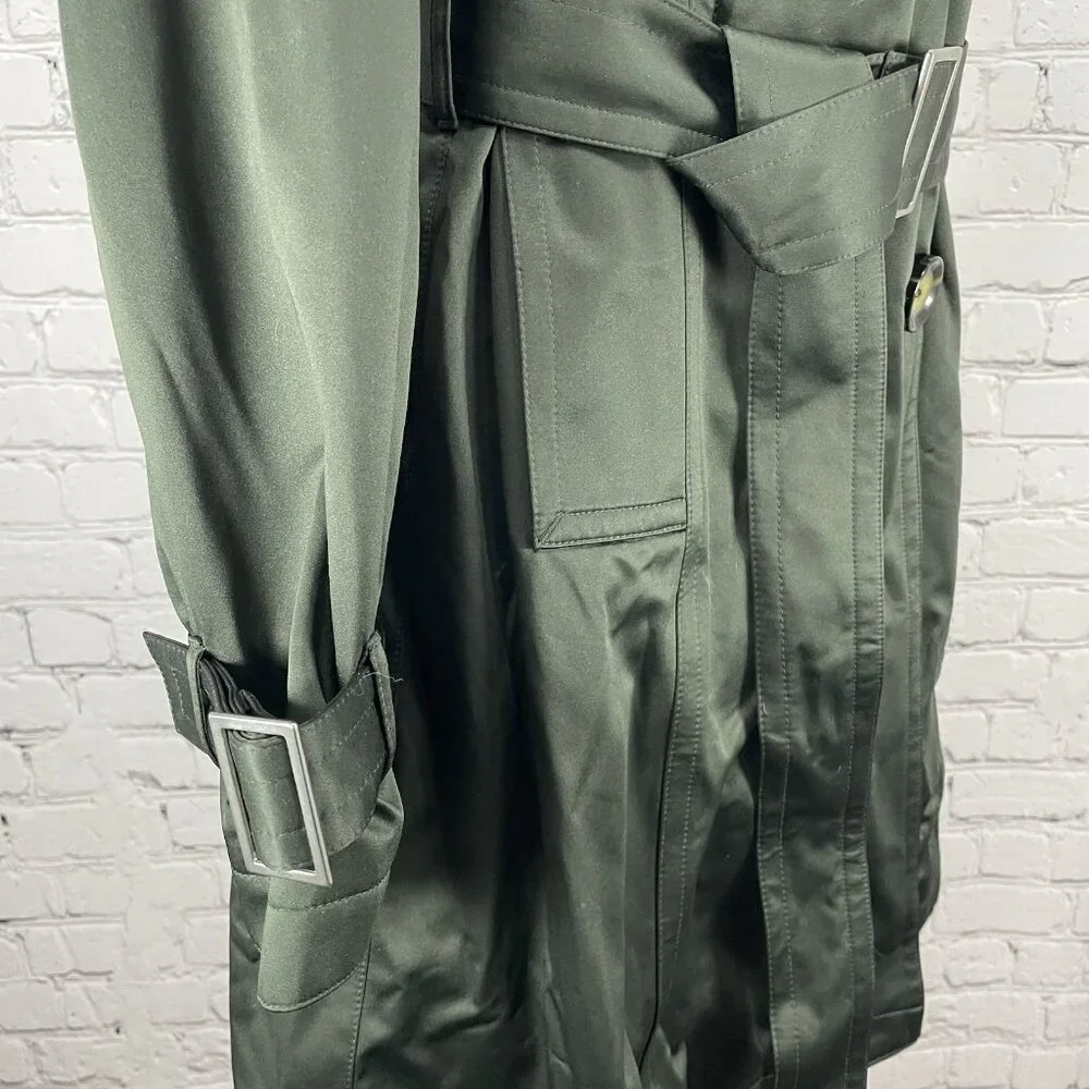 Michael Kors Green Belted Removable Lining Insulated Trench Pea Coat Small S